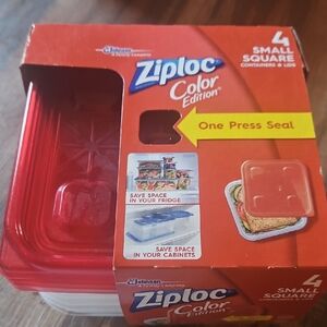 Ziploc Small Square 5 Containers + Lids 20 oz One Press Seal NOS New
